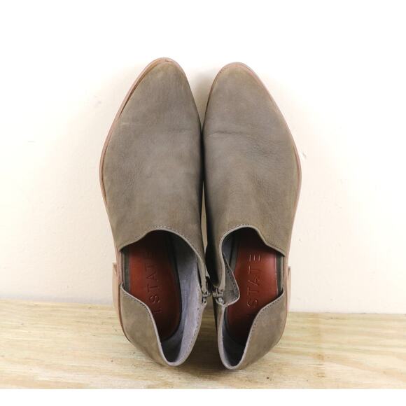 1 State Boots Womens 7.5M Fog Brown Leather Isak Half d'Orsay Bootie Shoes Boho - Picture 4 of 7